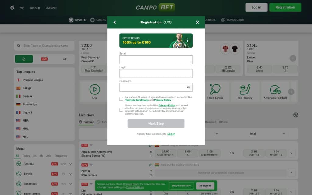 Campobet casino registration