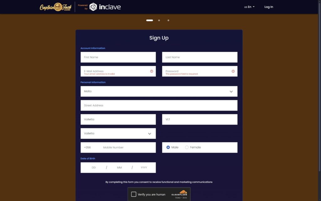 Captain Jack casino registration