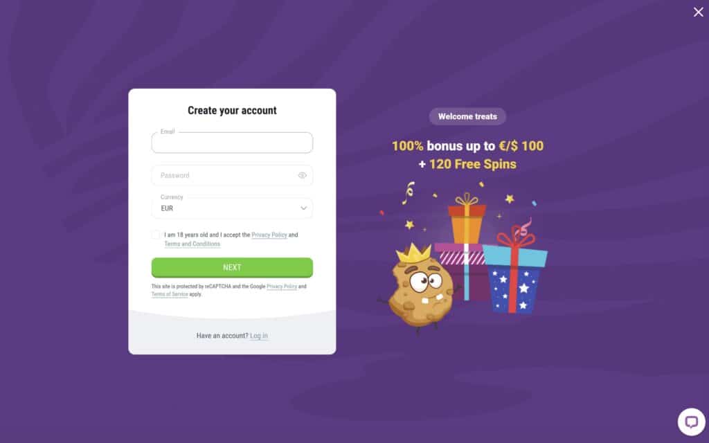 Cookie casino registration