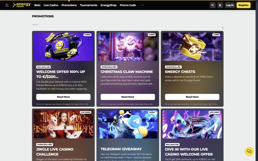 Energy casino bonuses