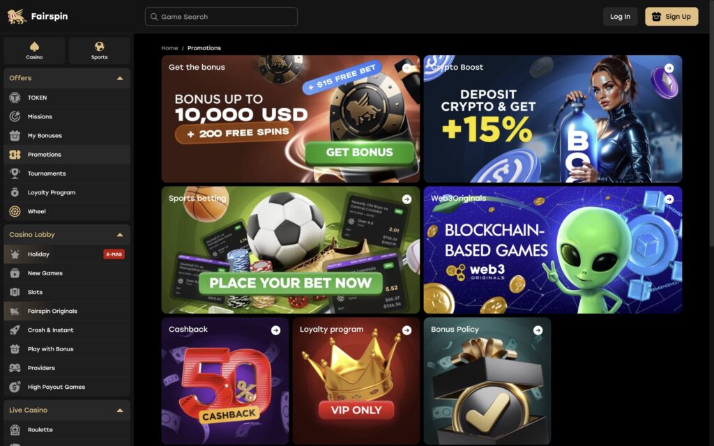 Fairspin casino bonuses