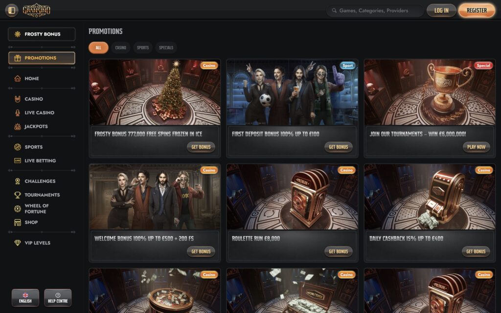 Gransino casino bonuses