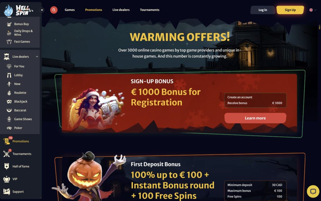 Hell Spin casino bonuses
