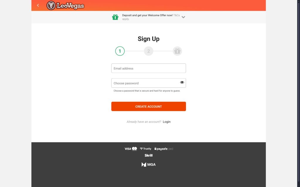 Leovegas casino registration