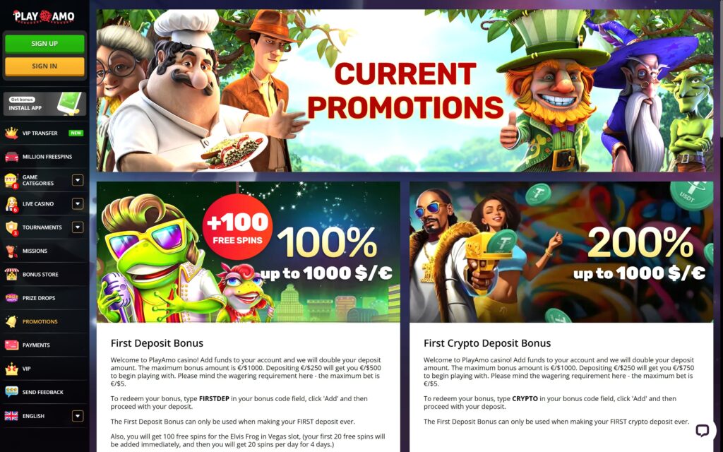 Playamo casino bonuses