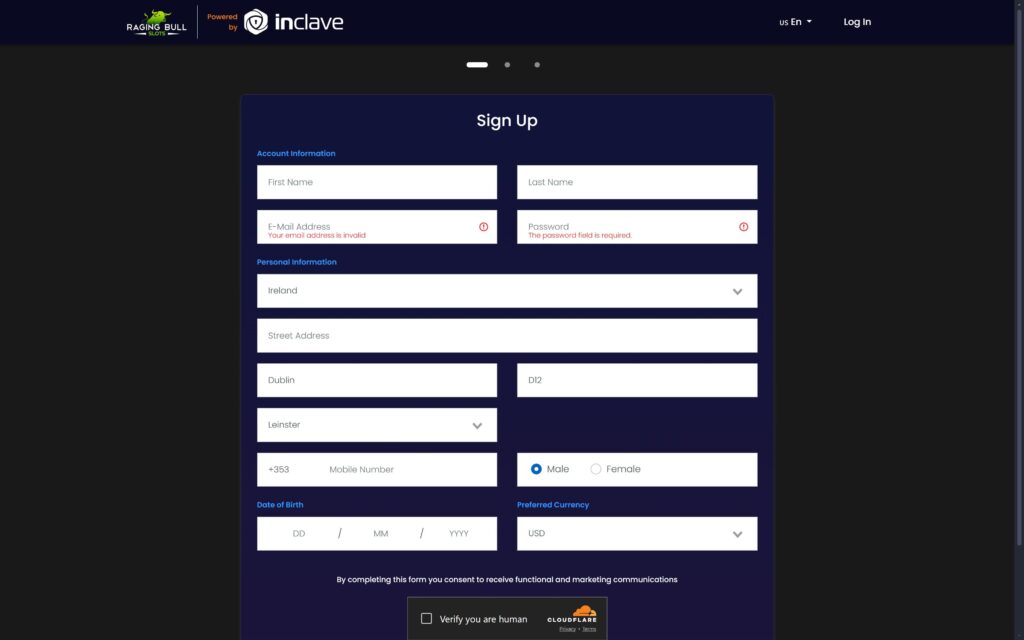 Raging Bull casino registration