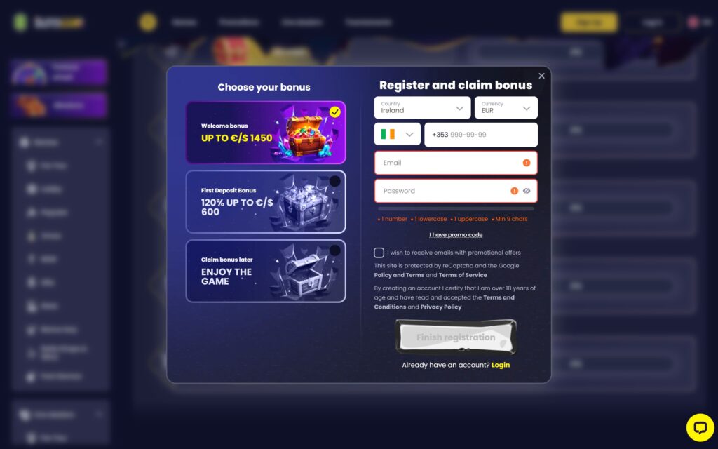 SlotsGem casino registration
