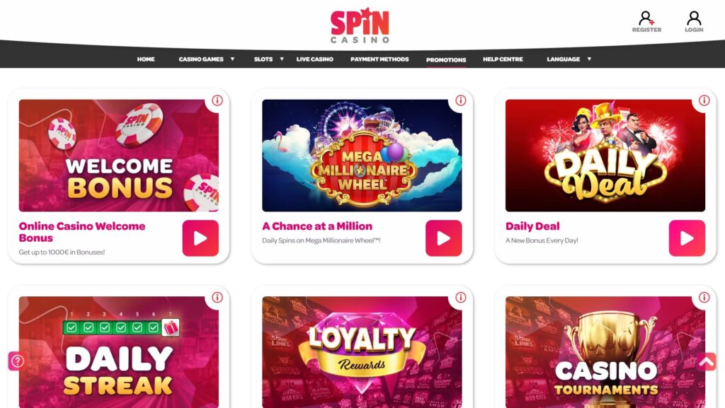 Spin casino bonuses