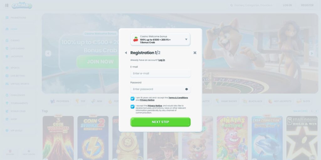 Cazimbo Casino Registration