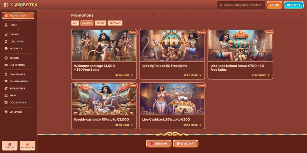 Cleobetra Casino Bonuses