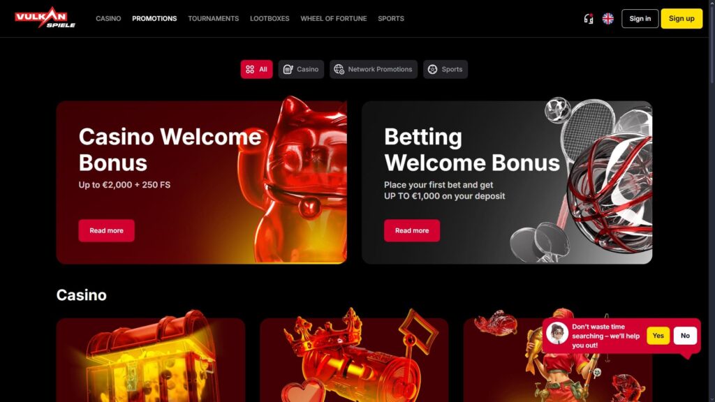 Vulkan Spiele casino bonuses