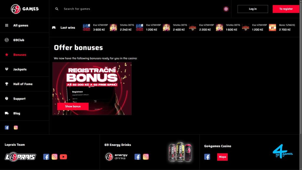 69games casino bonuses