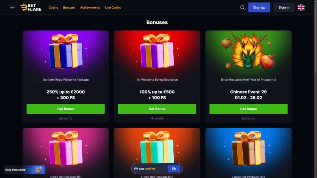 Betflare casino bonuses
