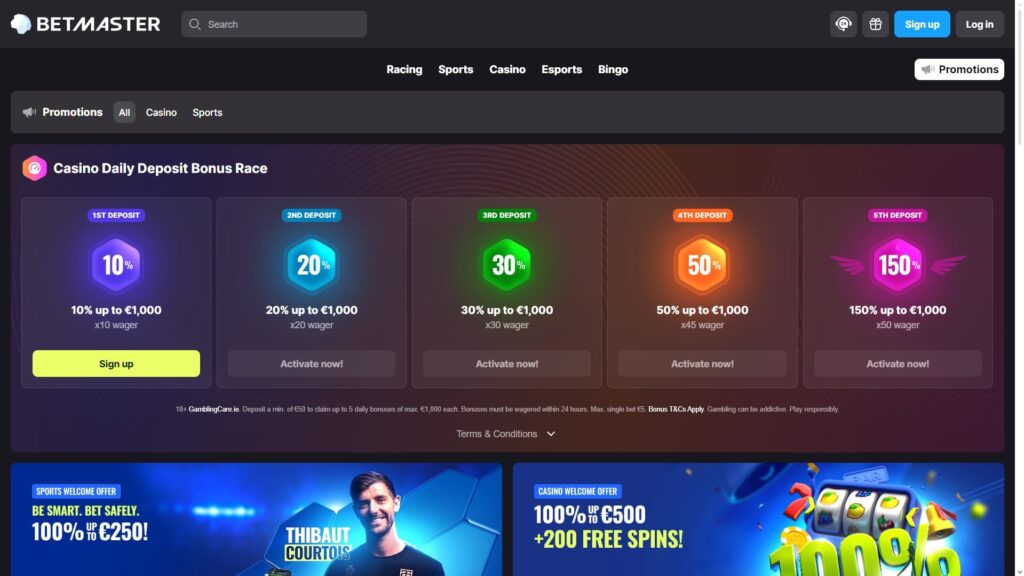 Betmaster casino bonuses
