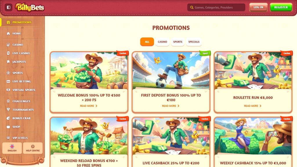 Billybets casino bonuses