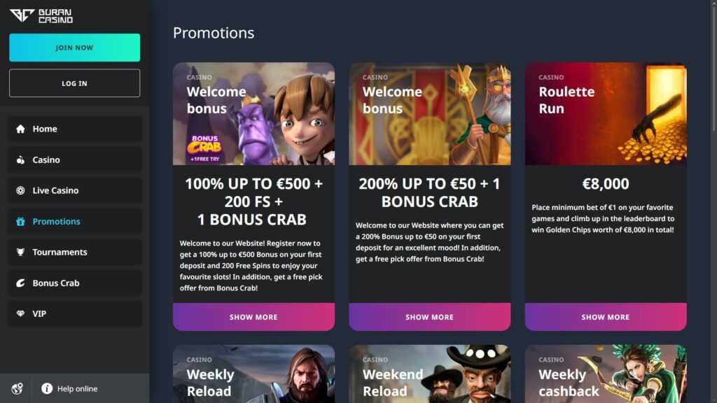 Buran casino bonuses