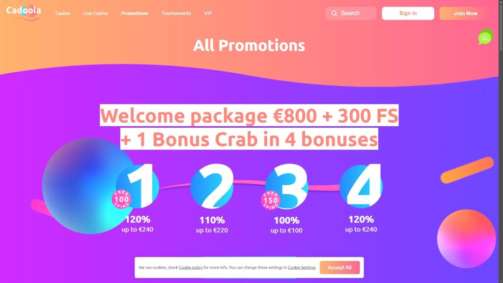 Cadoola casino bonuses