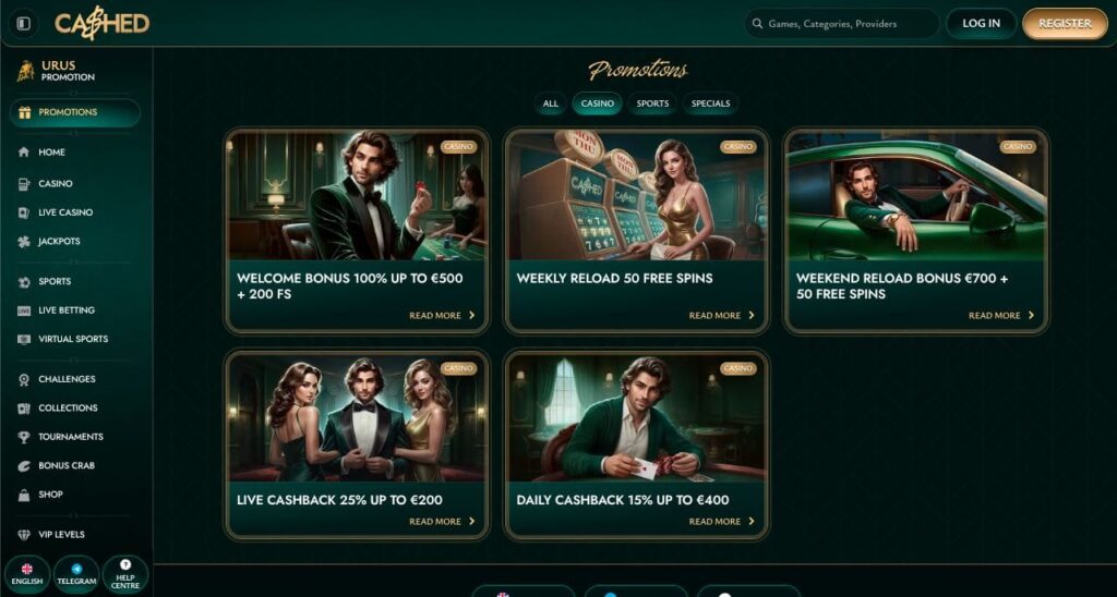 Cashed casino bonuses