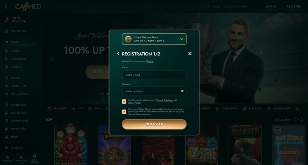 Cashed casino registration
