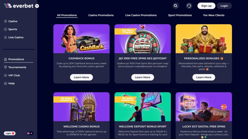 Everbet casino bonuses