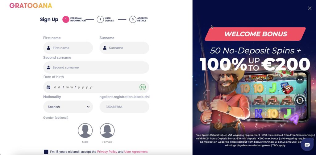 Gratogana casino registration