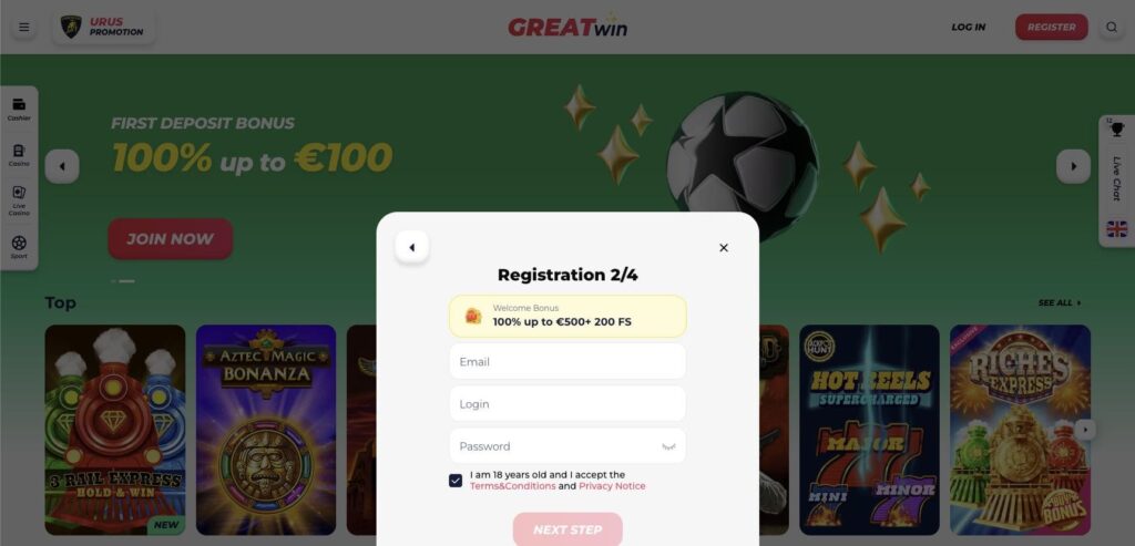 Greatwin casino registration