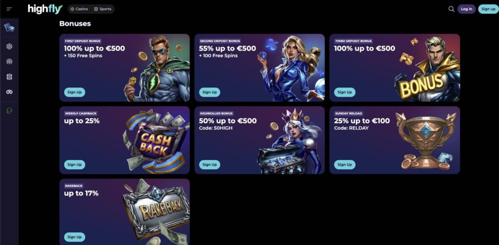 HighflyBet casino bonuses