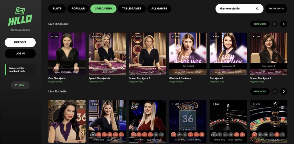 Live dealer casino