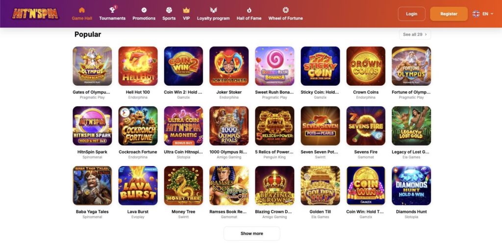Hitnspin casino slots