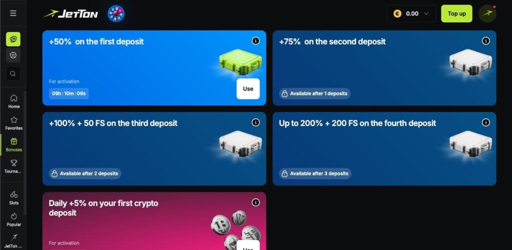 Jetton casino bonuses