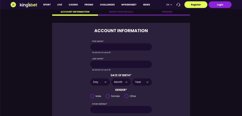 KingsBet casino registration