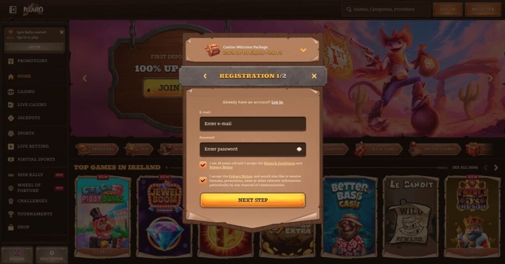 Lizaro casino registration