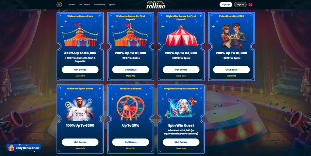 Rollino Casino Bonuses