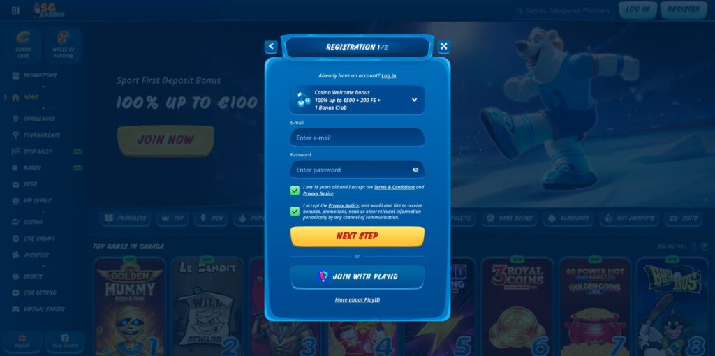 SG Casino Registration