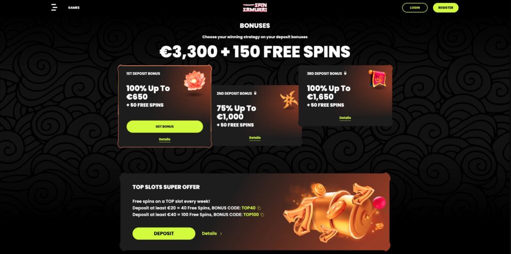 Spin Samurai Casino Bonuses