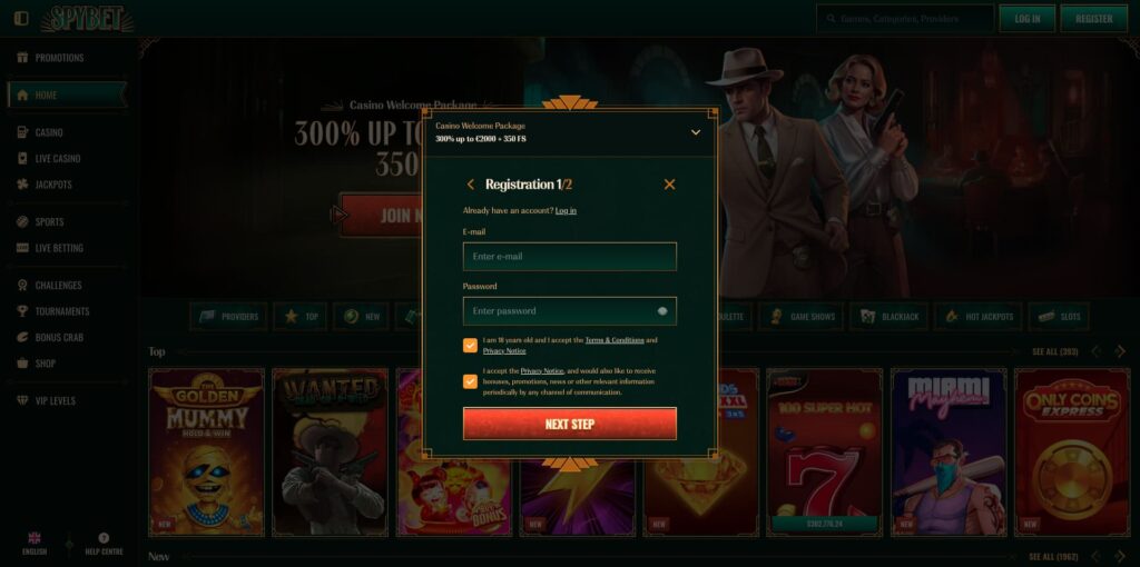 Spybet Casino Registration