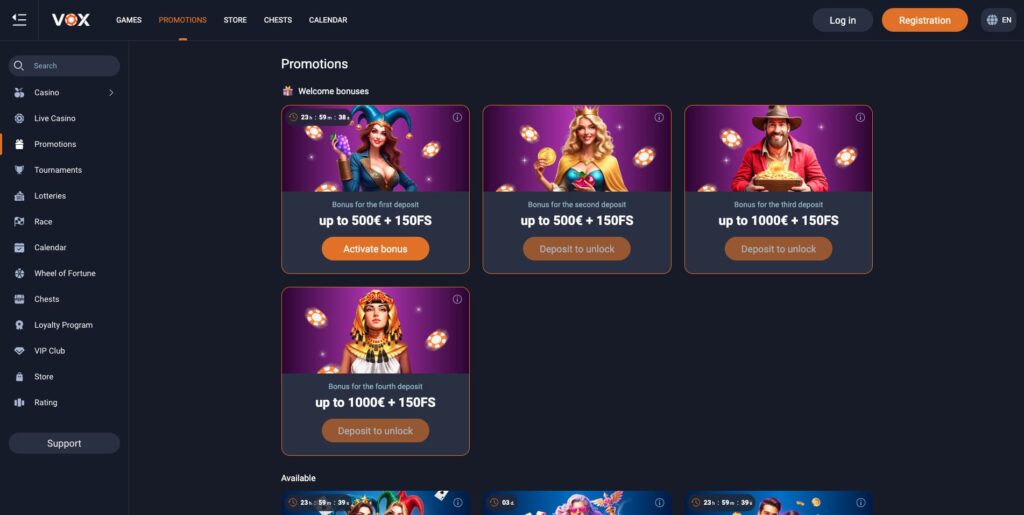 VOX Casino Bonuses
