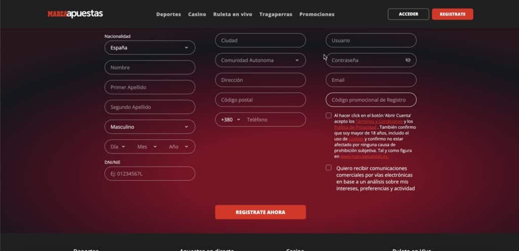 Marca Apuestas casino registration
