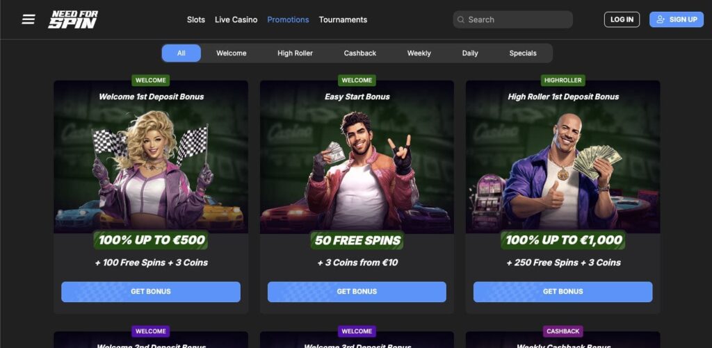 Need For Spin casino bonuses