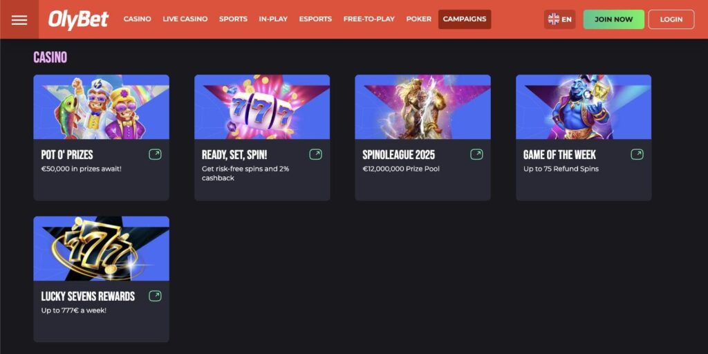 Olybet casino bonuses