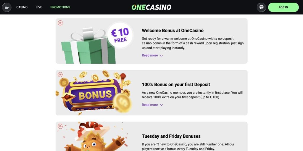 One casino bonuses