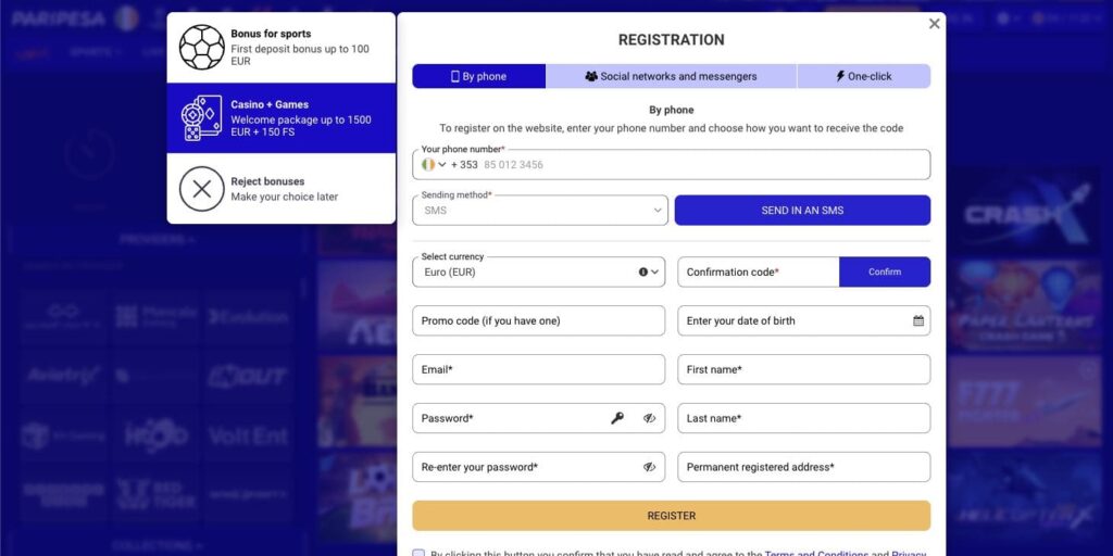 Pari Pesa casino registration