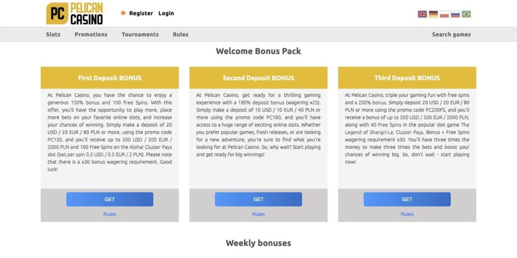 Pelican casino bonuses