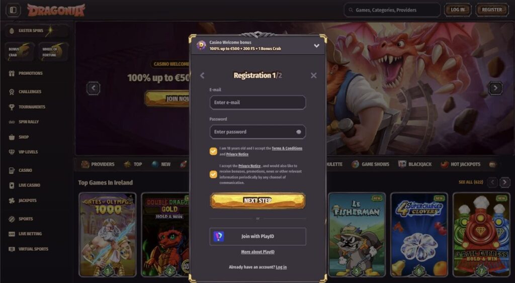 Dragonia casino registration