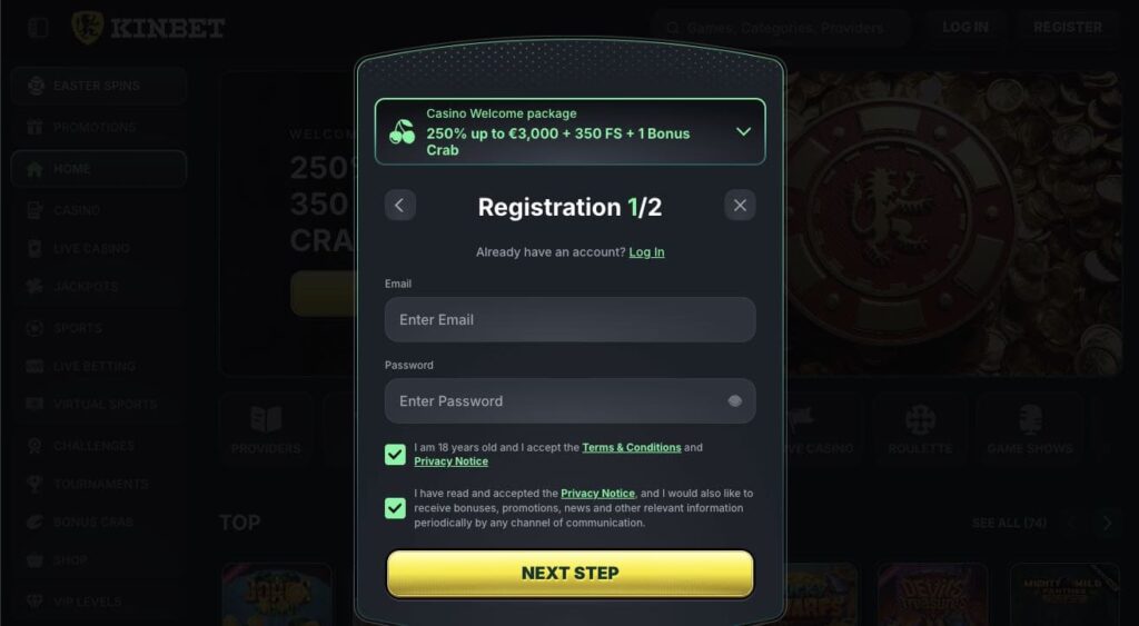 Kinbet casino registration