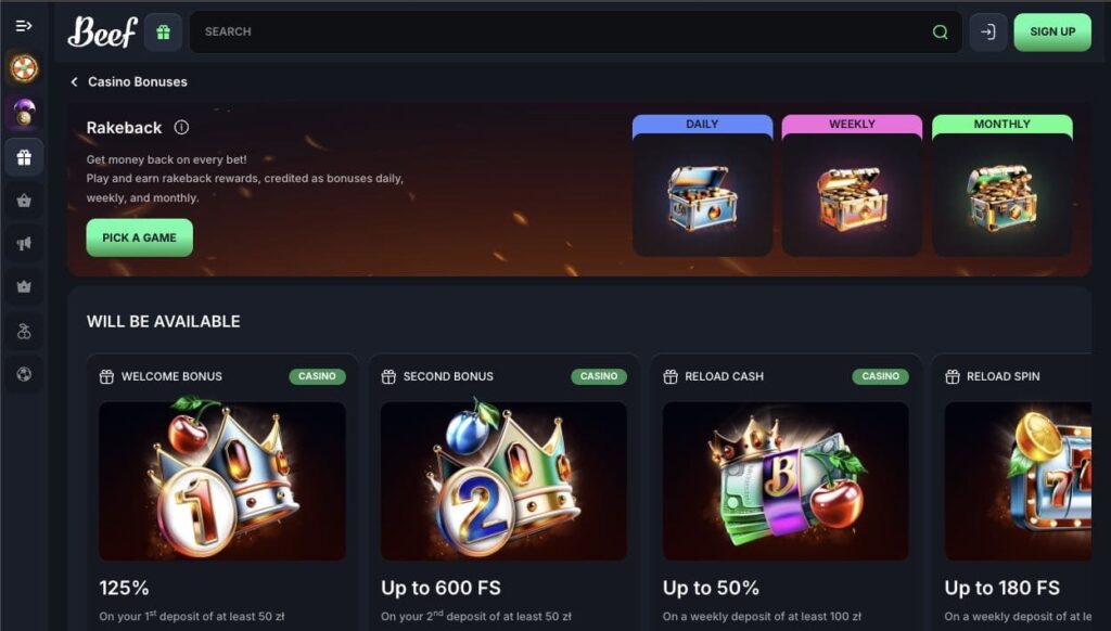 Beef casino bonuses