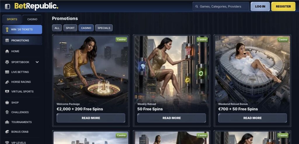 BetRepublic casino bonuses