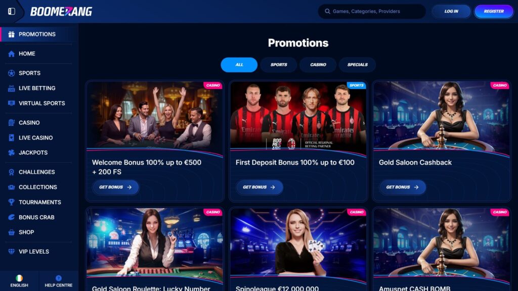 Boomerang Bet casino bonuses