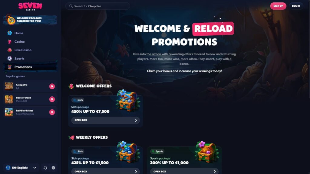 Seven casino bonuses